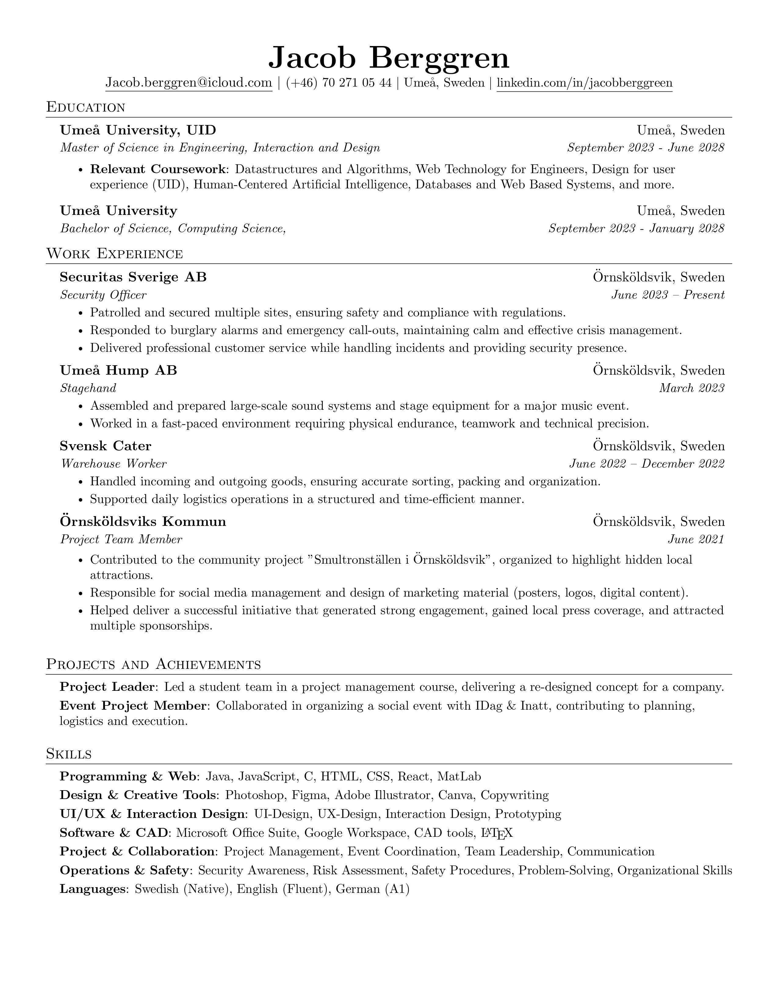Jacob Berggren CV